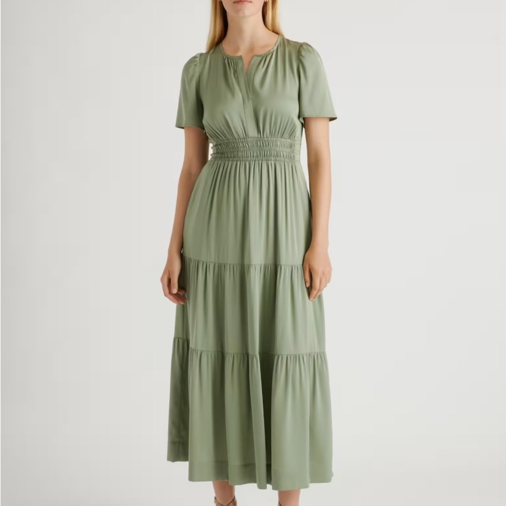 Quince Washable Stretch Silk Tiered Maxi Dress
